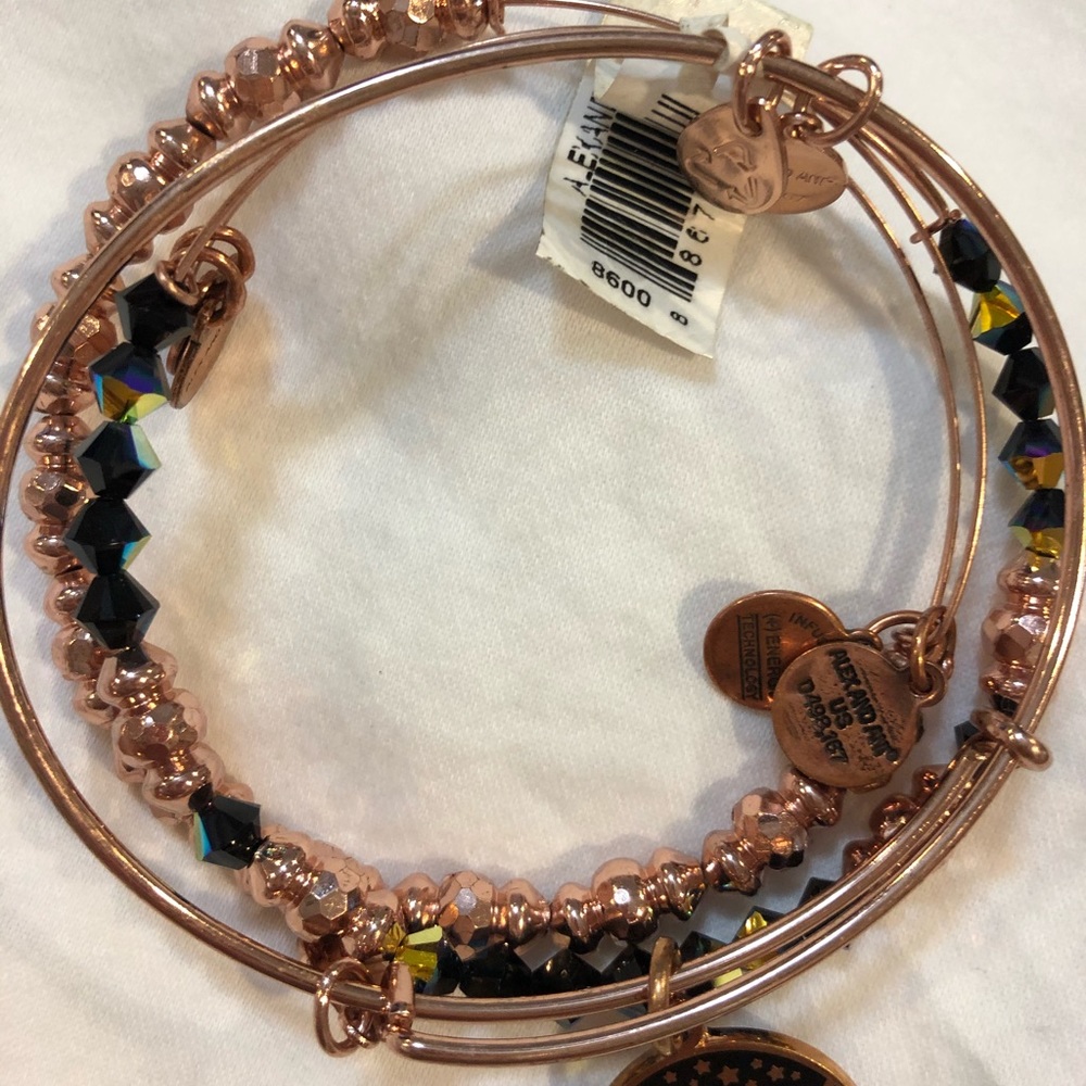 Alex and Ain set of 3 rose gold Joy bracelets